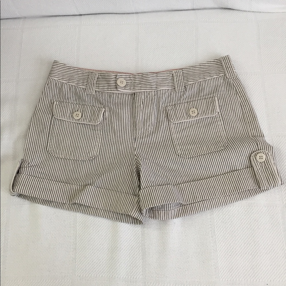 Cream and Denim Striped Ralf Lauren Polo Shorts
